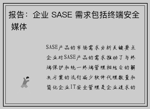 报告：企业 SASE 需求包括终端安全 媒体